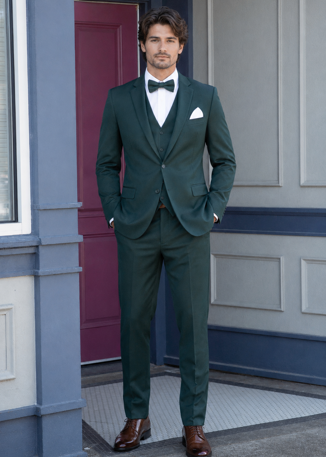 Ike Behar Hunter Green Luka Suit